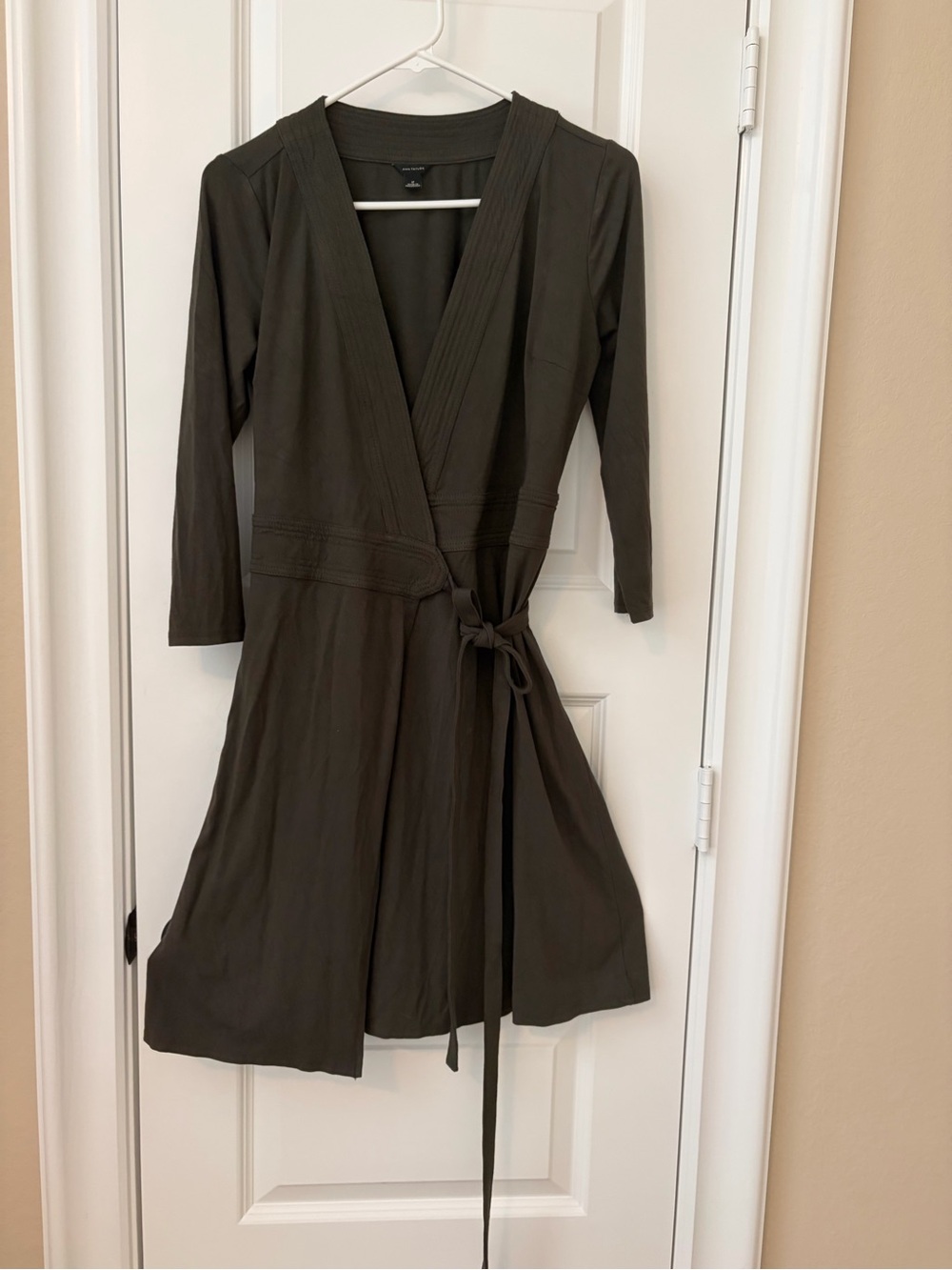 Ann Taylor Olive Green Wrap Midi Dress